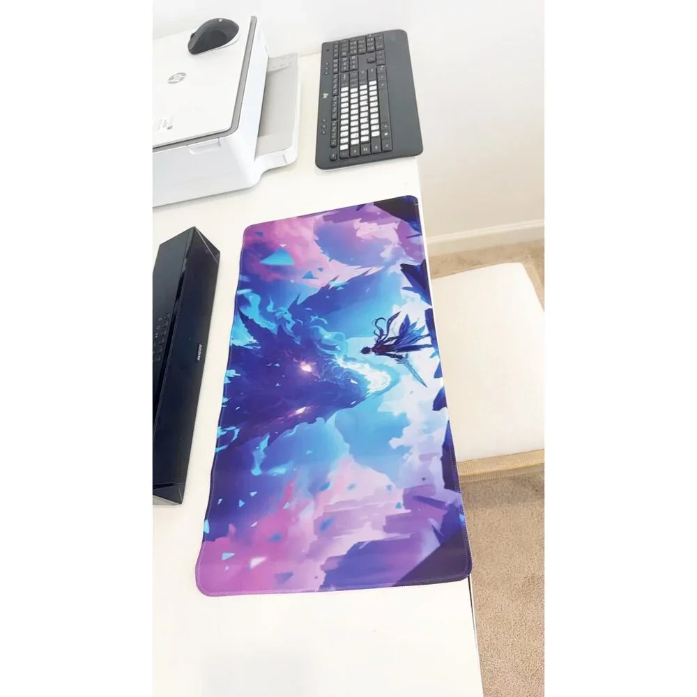 Vibrant Purple-Blue Art Large Mouse Pad: Smooth Anti-Slip Desk Mat for Computer